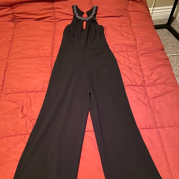 Haltered formal jumpsuit w/ jewelled neck lining - Picture 1 of 3